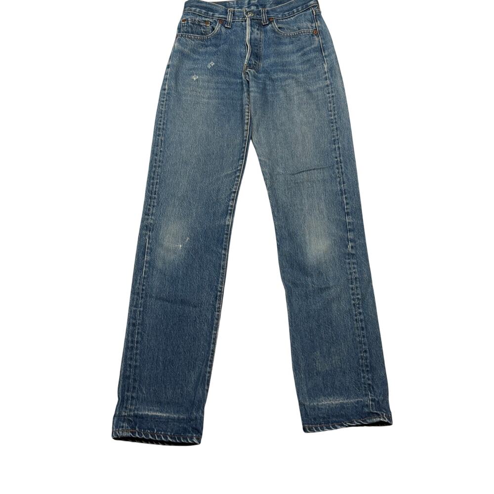 Vintage 80s Levis 501 Straight Jeans Womens 26x32 Faded Western Whiskering